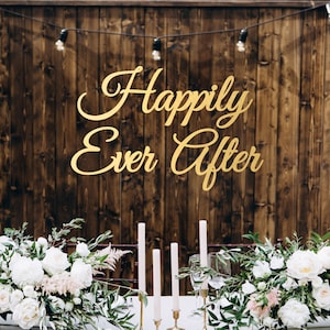 Happily Ever After Sign, Happily Ever After Backdrop Wedding, And They Lived Happily Ever After Wood Sign, Fairy Tale Wedding Decor
