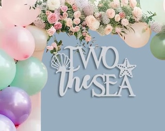 Decoración para el segundo cumpleaños de Two the Sea, fiesta temática de sirena, celebración bajo el mar, segundo cumpleaños con animales del océano, fiesta de conchas y estrellas de mar