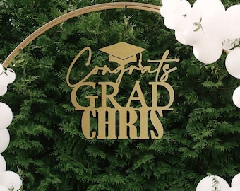 Congrats Grad Graduation Name Sign for Backdrop Decor, Graduate Gift, Congratulations Sign, Custom Graduation Sign, Party Decorations 2025