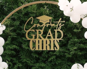 Congrats Grad Graduation Name Sign for Backdrop Decor, Graduate Gift, Congratulations Sign, Custom Graduation Sign, Party Decorations 2023