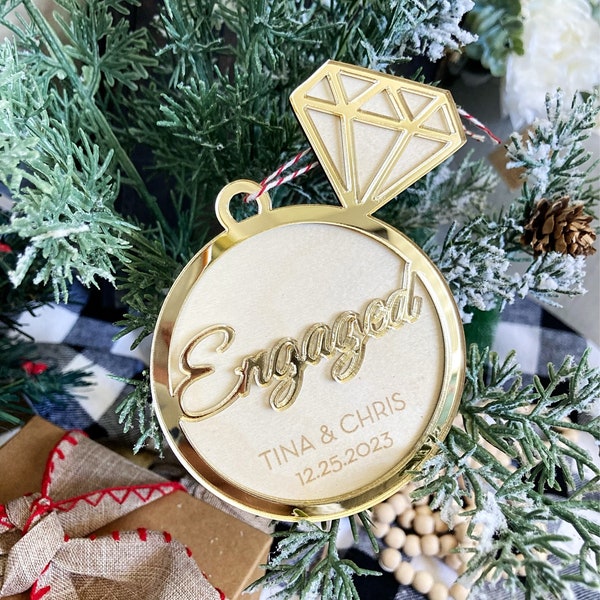 Engagement Ornament Personalized, Engaged Ornament, Ring Ornament, Engaged Couple Gift, Engagement Gift Idea, Engagement Present