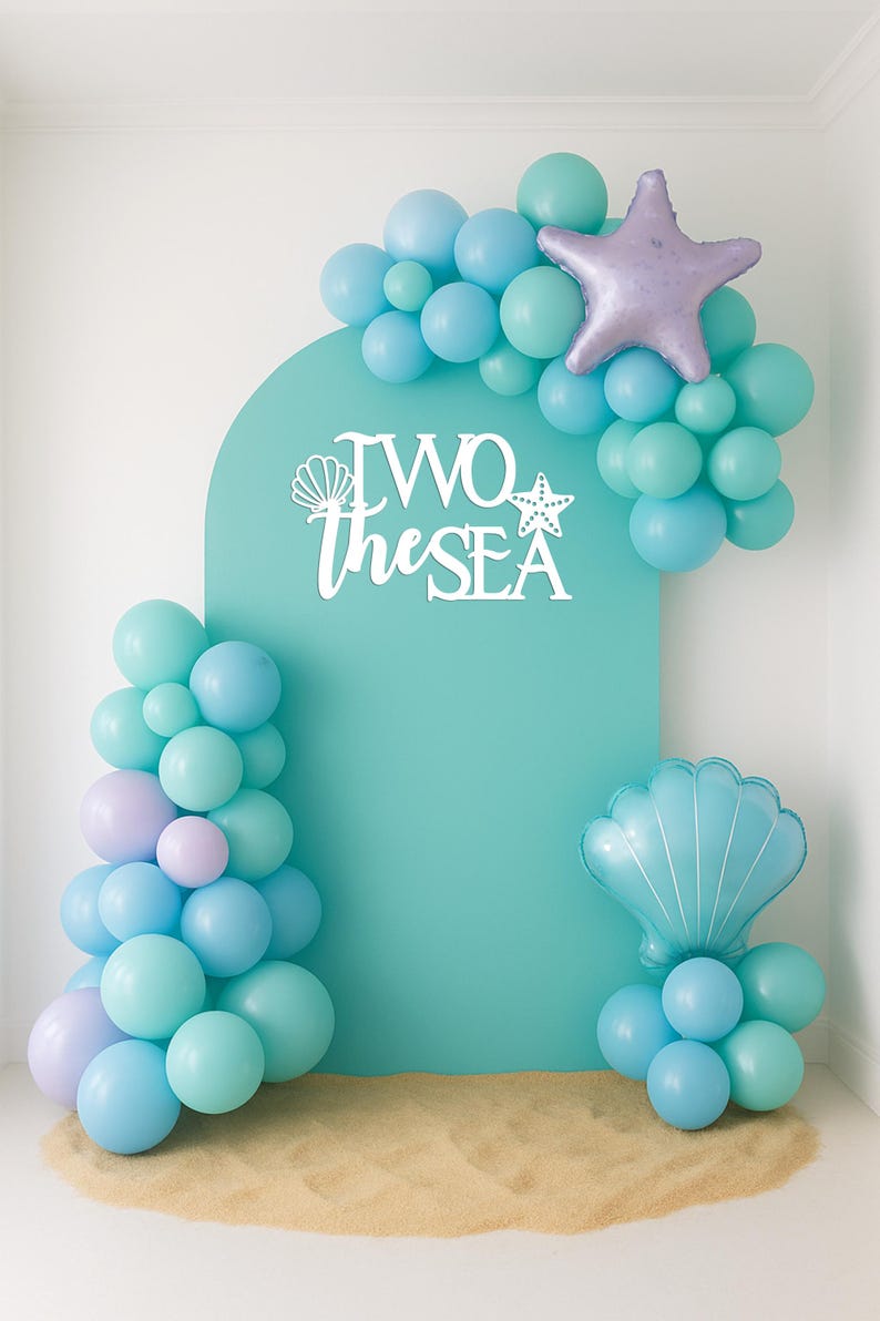 Two the Sea 2nd Birthday Decor, Mermaid Theme Party, Under the Sea Celebration, Ocean Animals Second Birthday, Shells Starfish Party bild 2