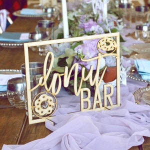 Donut Sign Wedding, Donuts Wood Sign, Dessert Bar Sign, Donut Bar Sign, Donut Bar Decor, Donuts Sign, Laser Cut Sign, Dessert Table