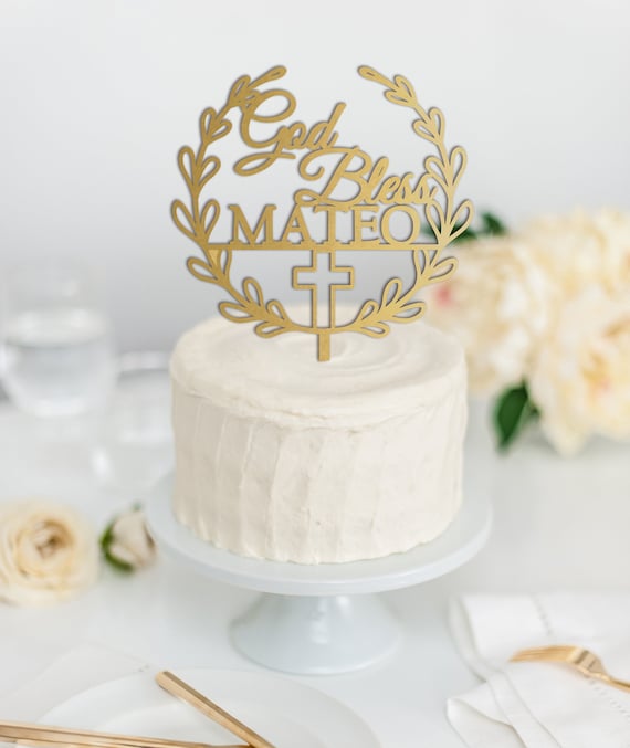 Religious cake topper wooden cake topper for christening baptism