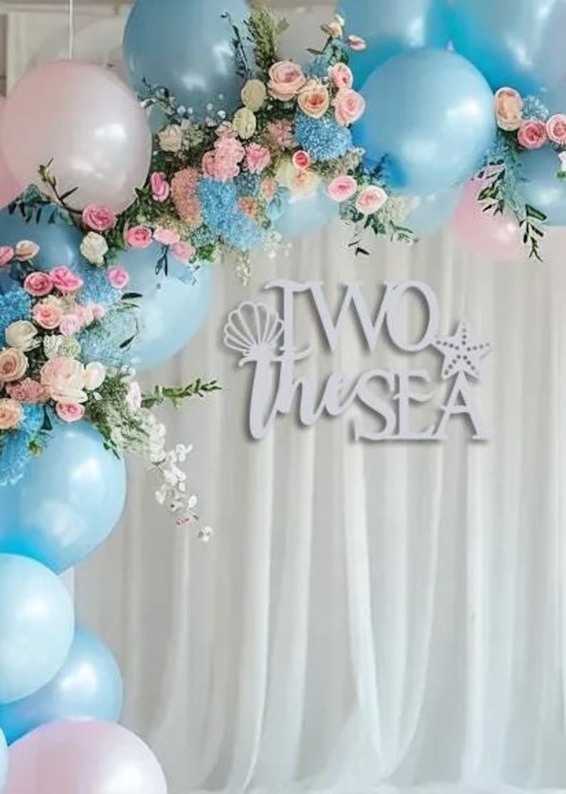 Two the Sea 2nd Birthday Decor, Mermaid Theme Party, Under the Sea Celebration, Ocean Animals Second Birthday, Shells Starfish Party bild 5