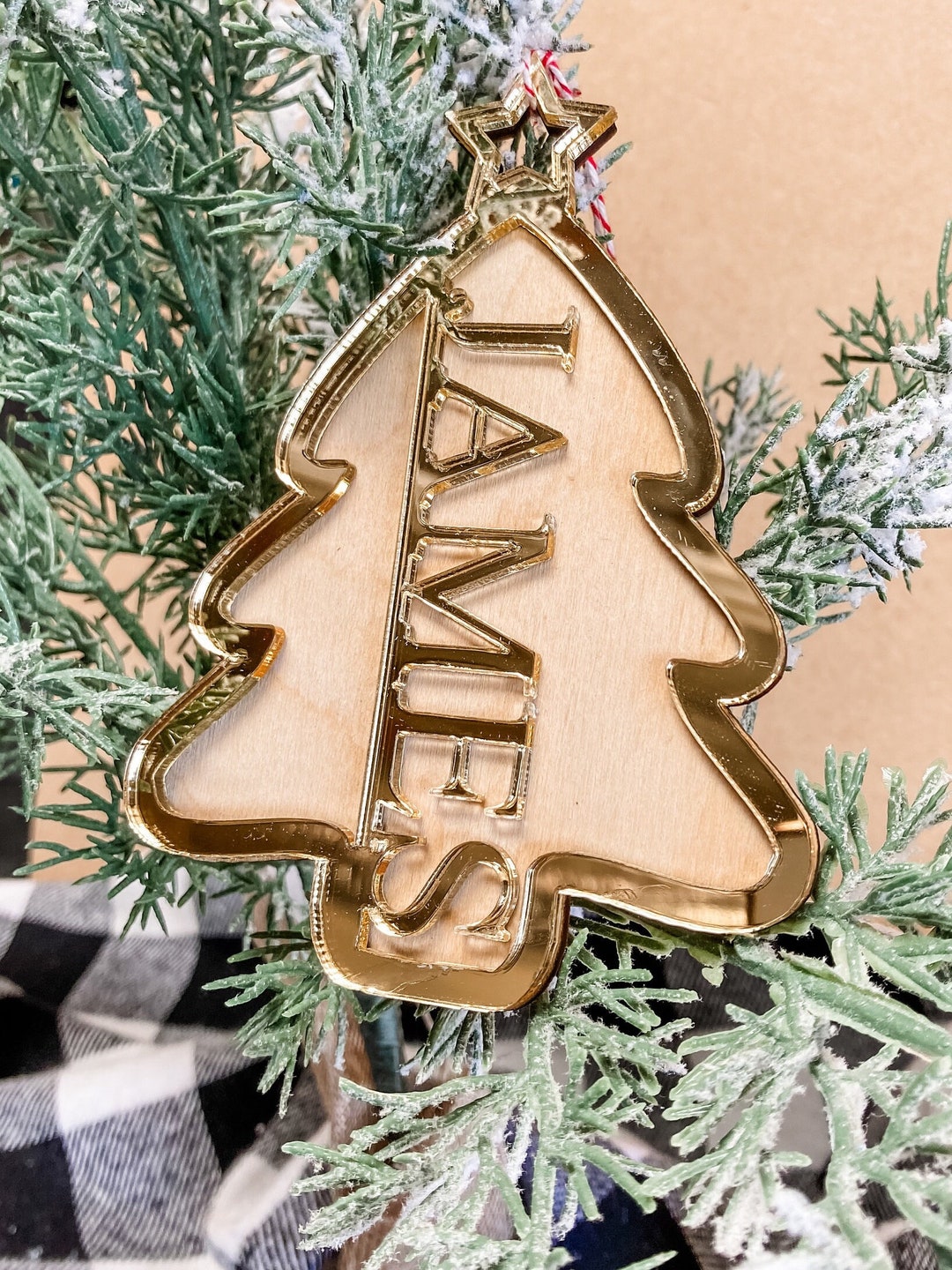 Christmas Tree Name Tag Christmas Tree Shape Ornament Custom Etsy