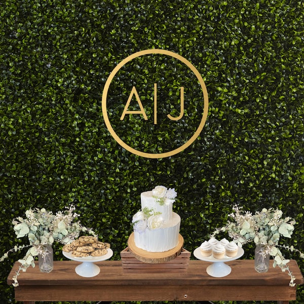 Wedding Initial Sign, Initial Wall Décor Wedding, Wooden Initial Sign for Wall, Custom Circle Sign, Letter Décor, Monogram Sign Wedding