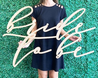 Bride to Be Sign for Backdrop Bridal Shower Decorations, Wedding Decor, Greenery Wall Decor, Miss to Mrs Wood Sign, Future Mrs Name Sign