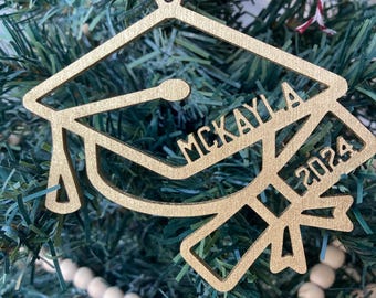 Custom Class of 2025 Ornament, Cap and Diploma, Decorations for Christmas Tree, Congrats Grad, Gifts for Graduates, Holiday Decor Keepsake