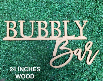 Bubbly Bar Sign, Mimosa & Champagne Bar Wood Sign for Bridal Shower, Brunch and Bubbly Decor