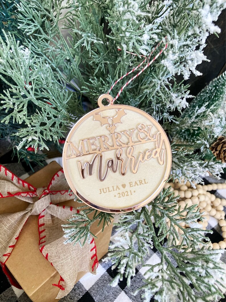 Personalized Wedding Ornament Married Ornament Newlywed Etsy