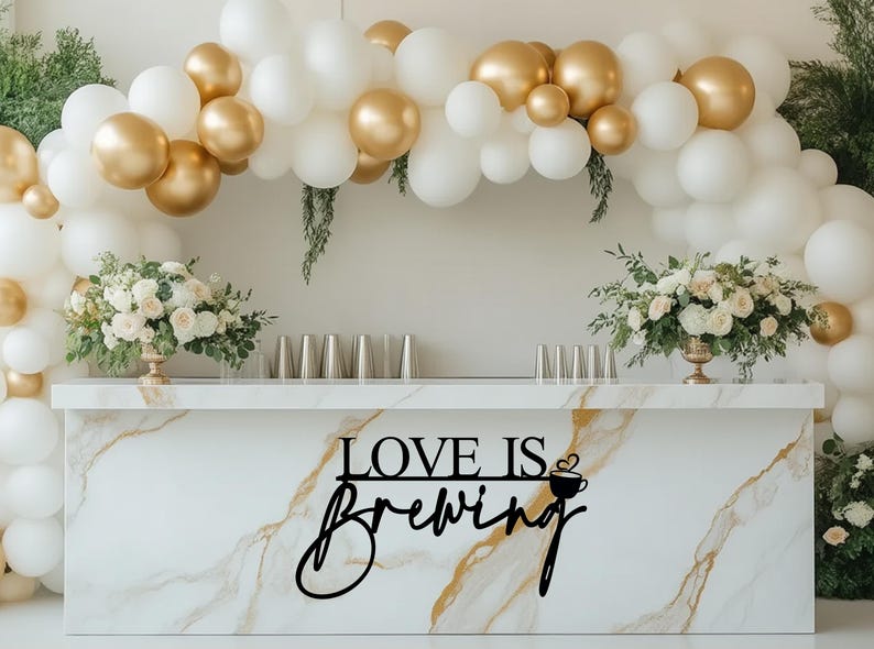 Love Is Brewing Bridal Shower Sign, Coffee Theme Bridal Shower Decor, Espresso Martini Bar Sign, Coffee Lover Party Decor image 4