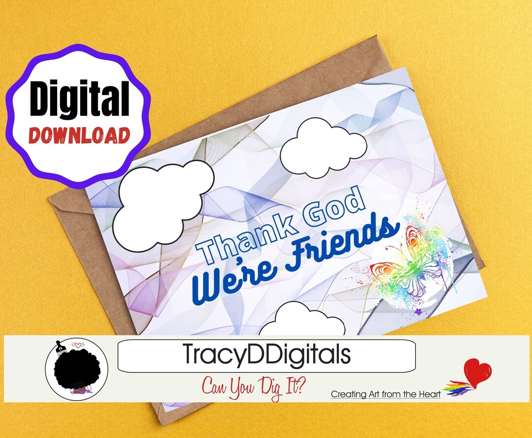 Thank God We're Friends Printable Card Instant Download - Etsy