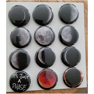 Refrigerator Magnets, Phases of the Moon, Fridge magnet, cute, Trendy, 1inch magnets, Home decor, kitchen magnets, bulletin boards, fun image 4
