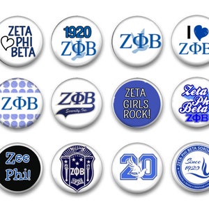 Zeta Phi Beta, Button Pins, Magnets, 1"- 12 pack, Party Favor Buttons, Flair, Sorority, Zee Phi, African American Woman, Black Girl, Sorors