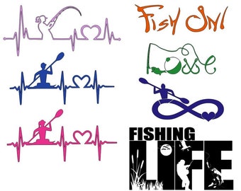 Fishing Vinyl Decals 2, Outdoor Decals, Car Decals, Laptop Decal, Fishing Decal