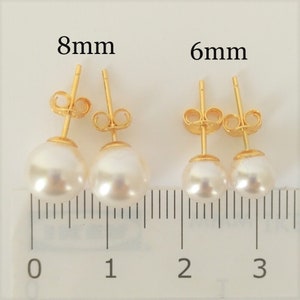 Pearl Stud Earrings Swarovski Glass Pearl Silver/Gold/Rose Gold Bridesmaid Gift image 3