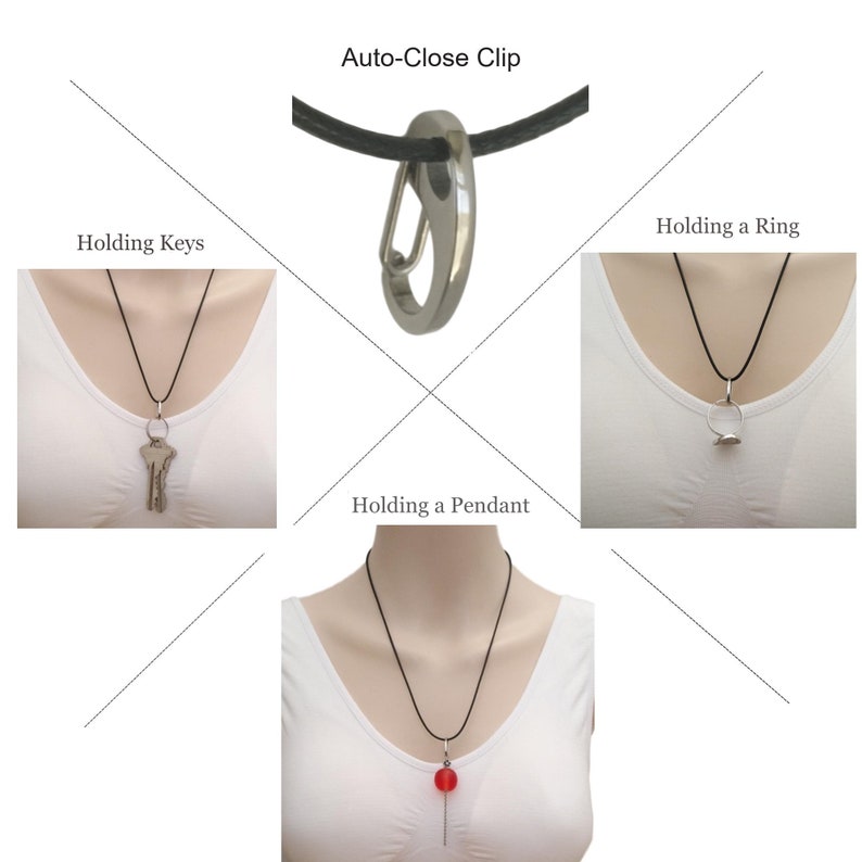 Adjustable Sliding Cotton Cord Necklace Stainless Steel / Gold Plated Long Necklace 24, 28, 32 inches image 2