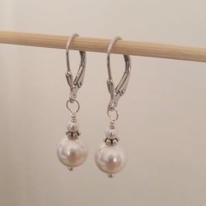 Swarovski Crystal Pearl Earrings - Sterling Silver Earrings for Women - Bridesmaid Gift