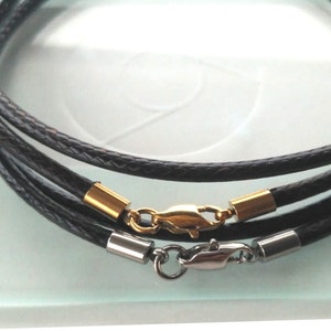 Collana in cordino di cotone cerato nero e marrone per pendenti o ciondoli - Impermeabile - 1,5 mm, 2 mm, 3 mm - Chiusura a moschettone in acciaio inossidabile -