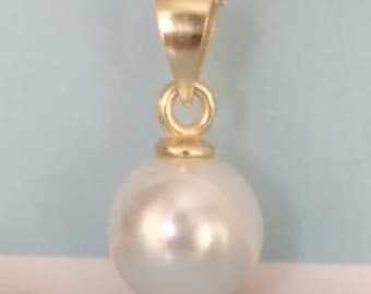 Swarovski Pearl Pendant - 8mm Round Pearl - 925 Sterling Silver/Gold/Rose Gold