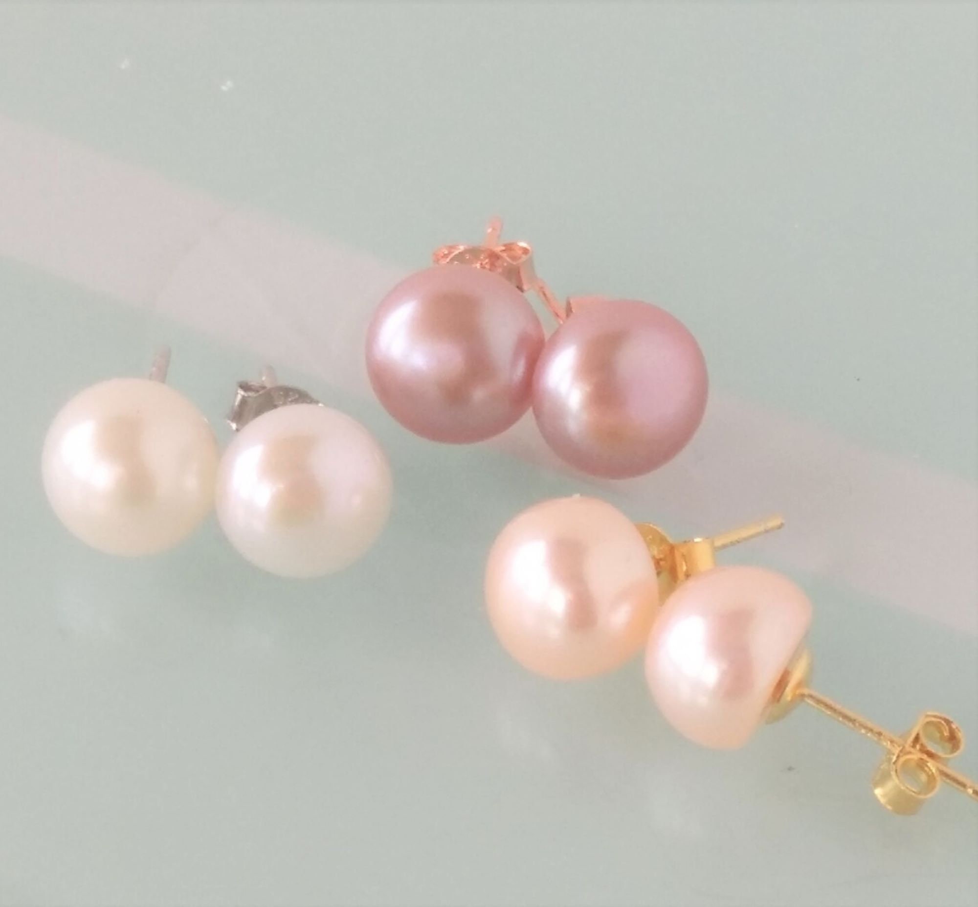 AAA Pink Cultured Freshwater Pearl 925 Stamped Sterling Silver Stud Earrings AAA Pink Cultured Freshwater Pearl 925 Stamped Sterling Silver Stud Earrings
