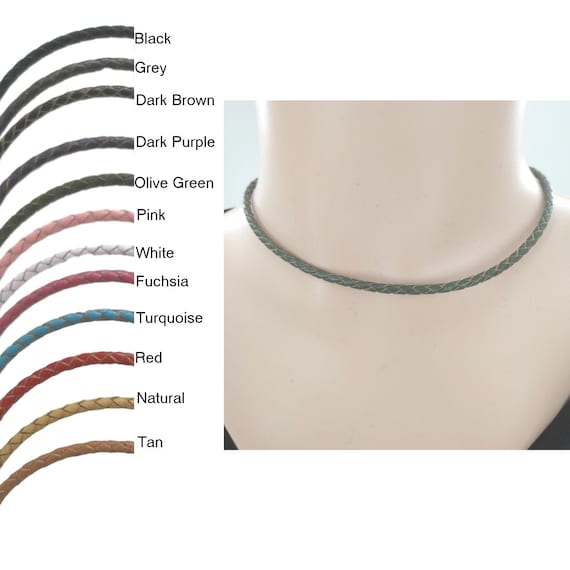 3mm Natural Braded Leather Cord Necklace with Sterling Silver Clasp and Length Choice up to 30 21