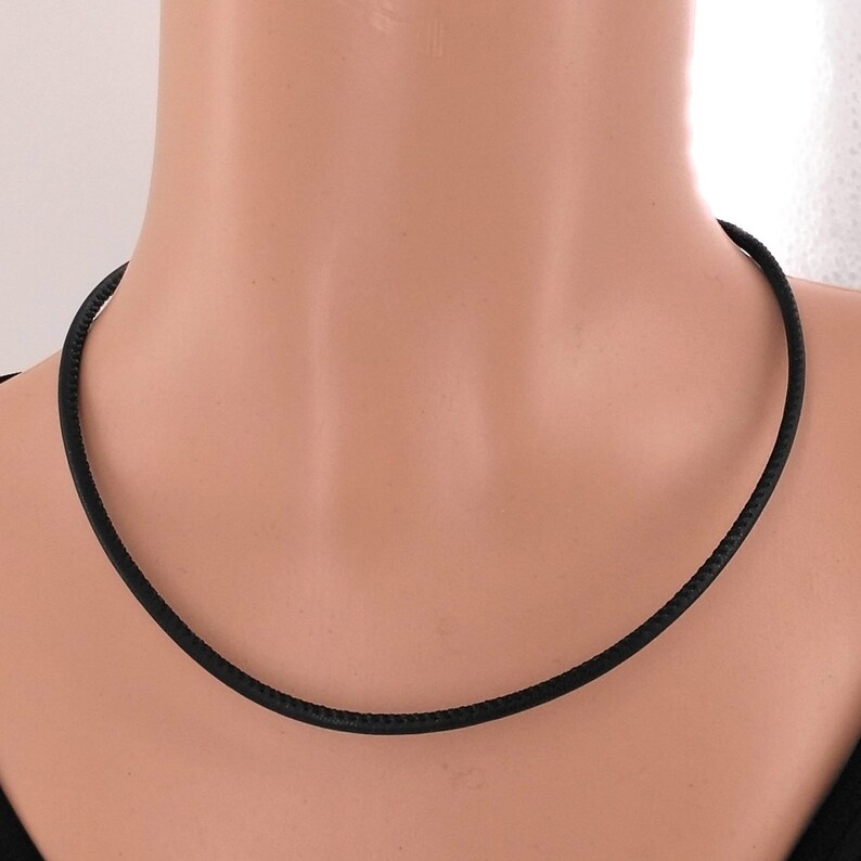 3mm Black Leather NecklaceChokerBracelet Stitched Leather Cord String with Sterling Silver Clasp for MenWomen