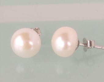 Orecchini con perle d'acqua dolce, orecchini con perle autentiche, piccole perle, orecchini di perle minimalisti in argento/oro