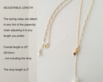 Tiny Red Heart Gold Necklace, Gold Lariat Necklace, Y Necklace Sterling Silver, Long Drop Pearl Necklace, Personalized Gift