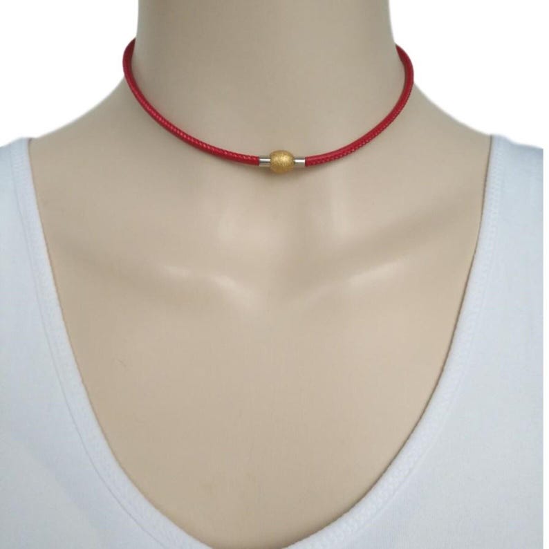 Double Wrap Leather Bracelet / Choker, Stainless Steel Magnetic Clasp, Silver/Gold/Rose Gold image 2