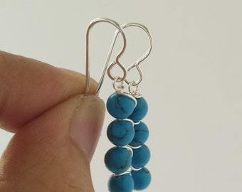 Gemstone Earrings, Wire wrapped earrings, Stone Earrings, Silver and Gemstone