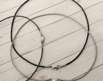 Thin Leather Cord Choker Necklace for Pendant Charm, 1.5mm, Stainless Steel Lobster Clasp, Custom Length