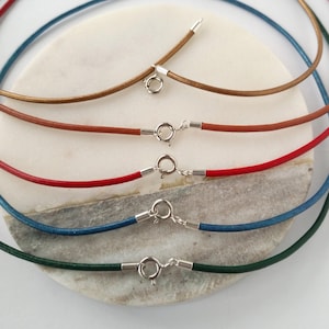 2mm Leather Cord Choker Necklace with Sterling Silver Spring Clasp, Thin Leather Cord Necklace for pendant, Custom Length