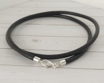 Brown Leather Cord Necklace with 925 Sterling Silver Clasps, Choker, Bracelet, Leather String for Men/Women 1.5mm 2mm 3mm 4mm