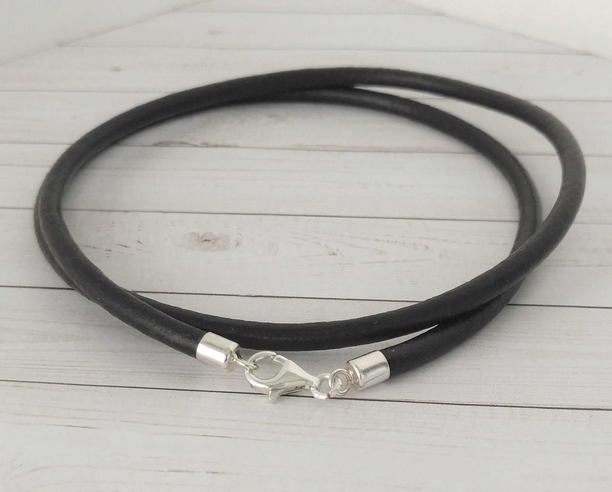 Black Leather Cord 2.0mm With Sterling Silver Clasp $35 and up