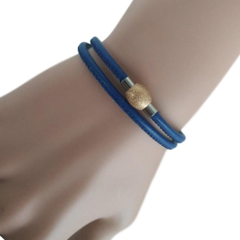 Double Wrap Leather Bracelet / Choker, Stainless Steel Magnetic Clasp, Silver/Gold/Rose Gold image 10