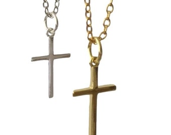 Dainty Cross Necklace, Gold Cross Necklace, Sterling Silver Cross Necklace, Layering Necklace