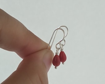 Coral Dangle Earrings – Orange Red Gemstone Earrings