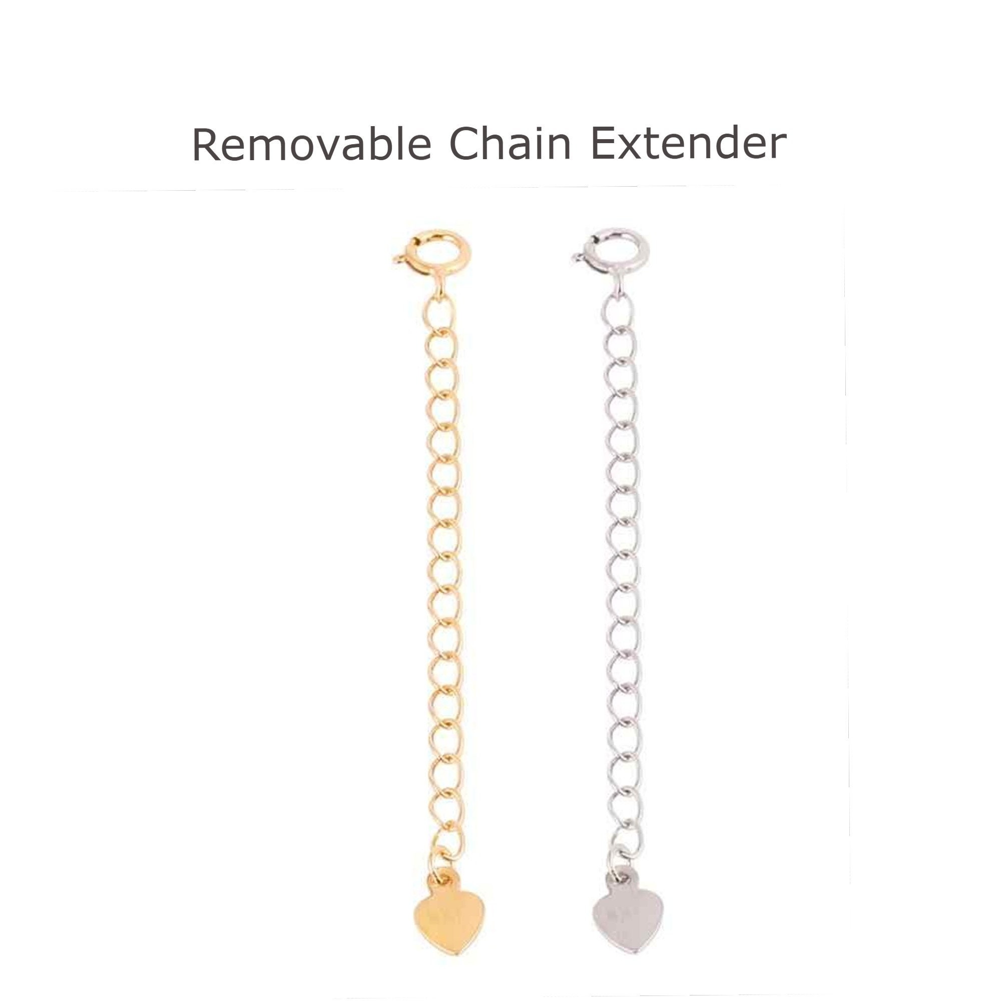 Adjustable Necklace Extender 14K or 18K Real Gold, Removable Chain Extender,  Real Solid Gold Extension Chain Link,1-4 Inch Bracelet Extender 