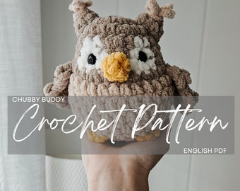 Pattern: LOW SEW Owl Chubby Buddy, crochet pattern, crochet owl