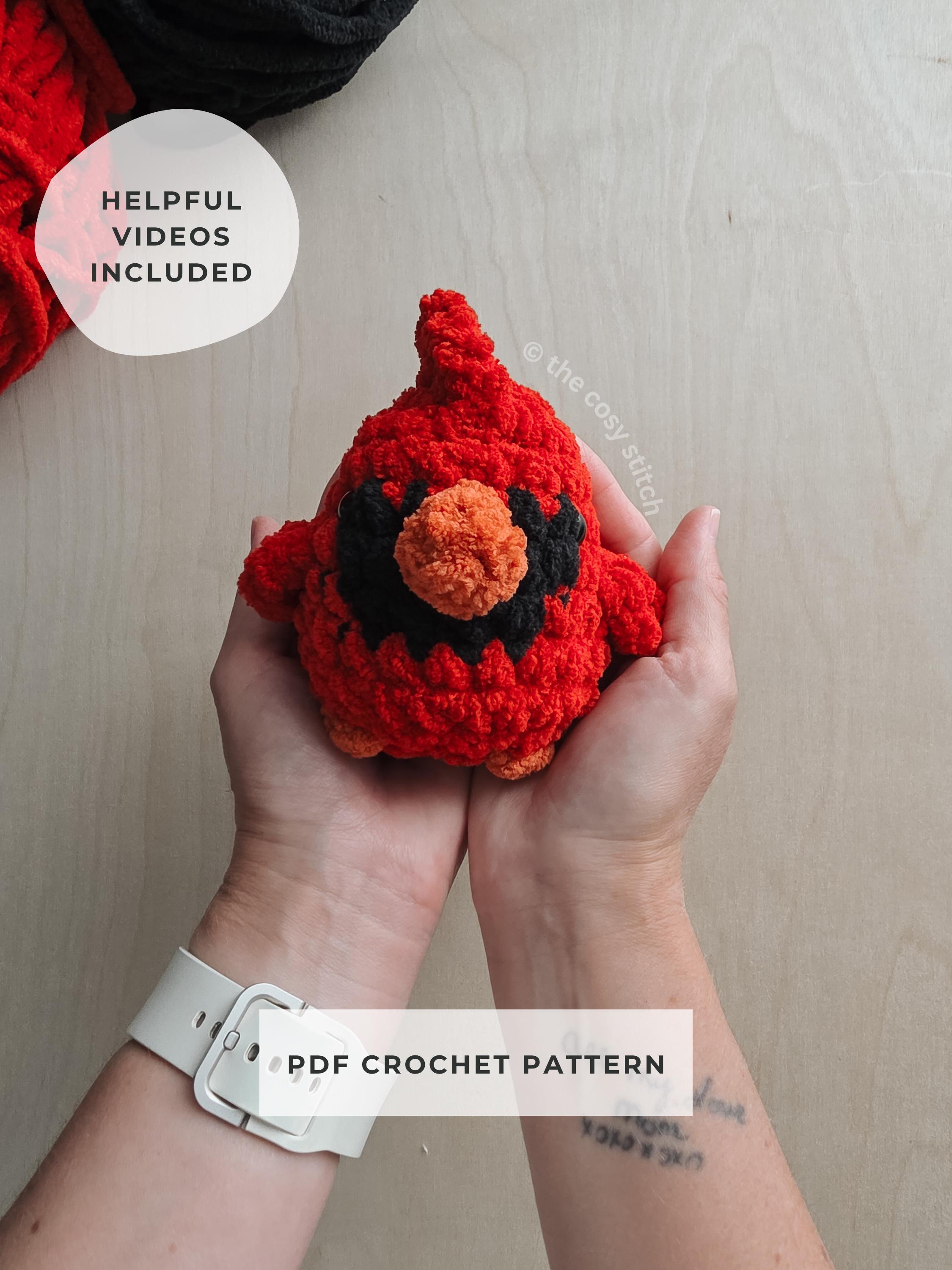 35 Cardinal Crochet Patterns to Stitch for Gifts, Decor, and Bird Lovers 10 Chubby Cardinal Crochet Pattern Amigurumi Bird