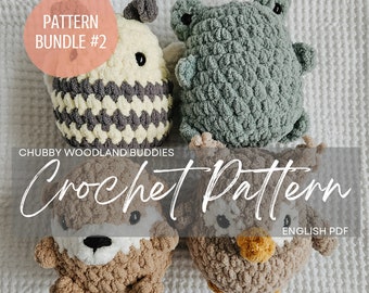 Pattern Bundle #2: Chubby Woodland Buddies, crochet pattern animals, woodland animals *See description*