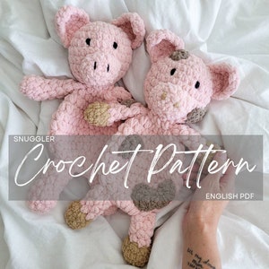 Pattern: Puddie the Piglet Snuggler, crochet pig, crochet pattern animal