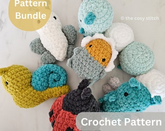 Pattern Bundle: Chubby Garden Buddies, crochet pattern animals, crochet flower, crochet garden  *See description*