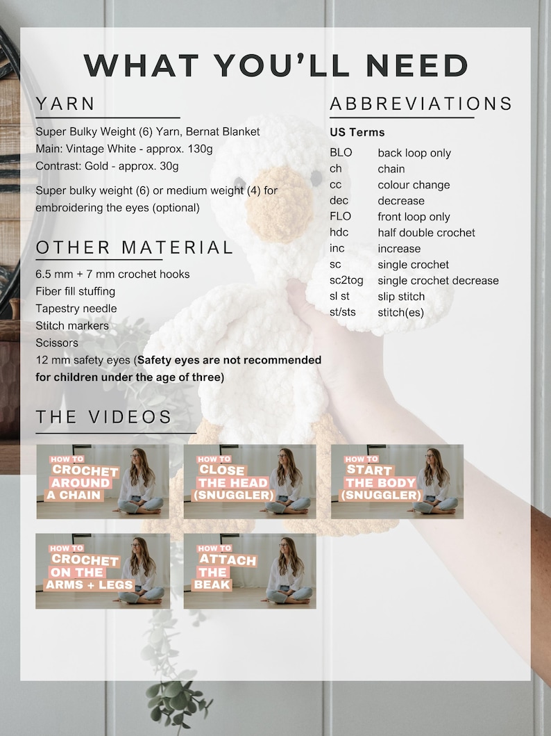 Goose Lovey Crochet Pattern | Amigurumi Goose | PDF Instant Download image 7