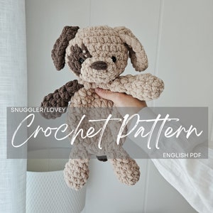 Pattern: Muppy the Puppy Snuggler/Lovey, crochet puppy, crochet plushie, crochet pattern animal