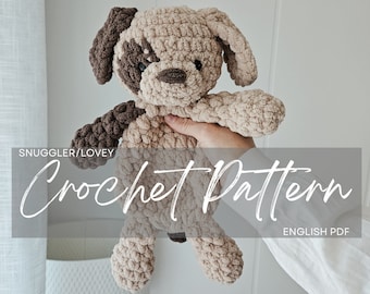 Pattern: Muppy the Puppy Snuggler/Lovey, crochet puppy, crochet plushie, crochet pattern animal