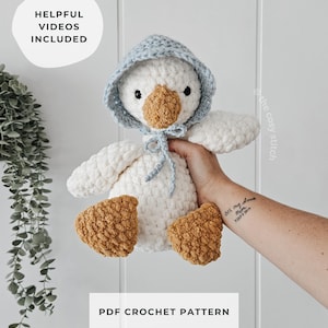Virkmönster för gåsplysch med mössa | Amigurumi-mönster | PDF direktnedladdning