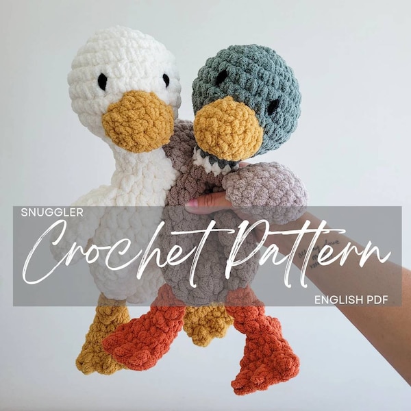 Motif : Derbie the Duck Snuggler, canard au crochet, motif animal au crochet *voir la description de l'annonce*